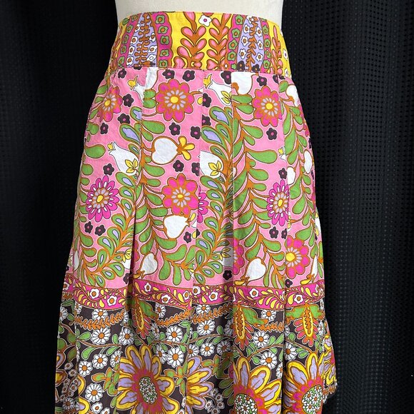 Cabi Ashbury Skirt Sz 4 Floral High Rise A Line Pleated Groovy Boho Retro Y2K - Picture 1 of 10
